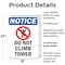 Signmission Do Not Climb Tower, 18 in W x Rectangle, Plastic OS-2PACK-NS-P-1824-V-11124 - alternate 7